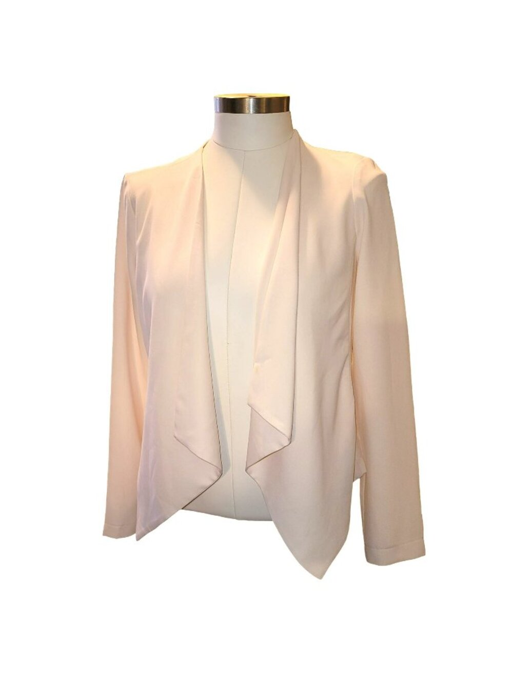 Cream Waterfall Jacket Cascade Open Front Workwear Woman's Size Small Vr605